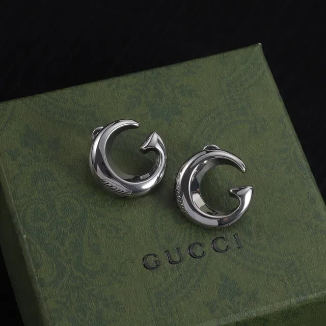 Gold and Silver Polished C-Shaped Open Hoop Earrings 3
