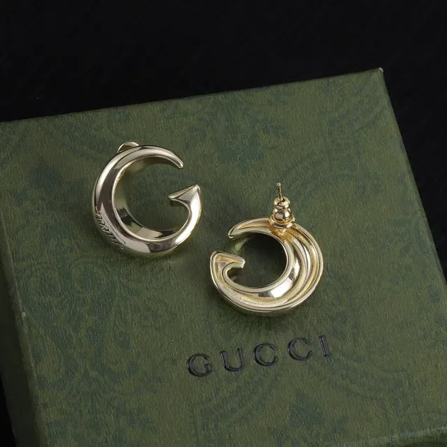 Gold and Silver Polished C-Shaped Open Hoop Earrings 4