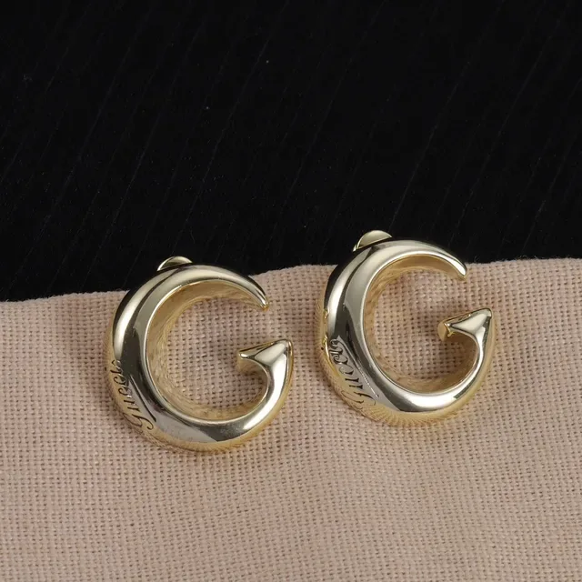 Gold and Silver Polished C-Shaped Open Hoop Earrings 5