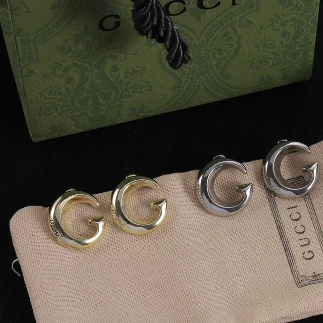 Gold and Silver Polished C-Shaped Open Hoop Earrings 7