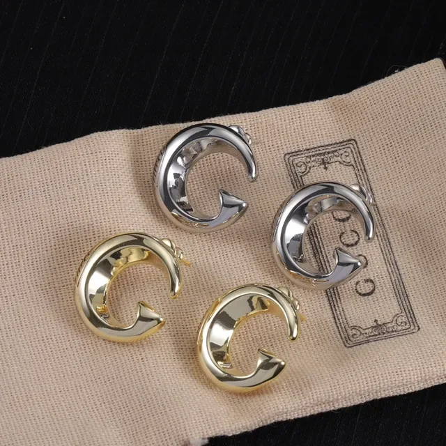 Gold and Silver Polished C-Shaped Open Hoop Earrings 8