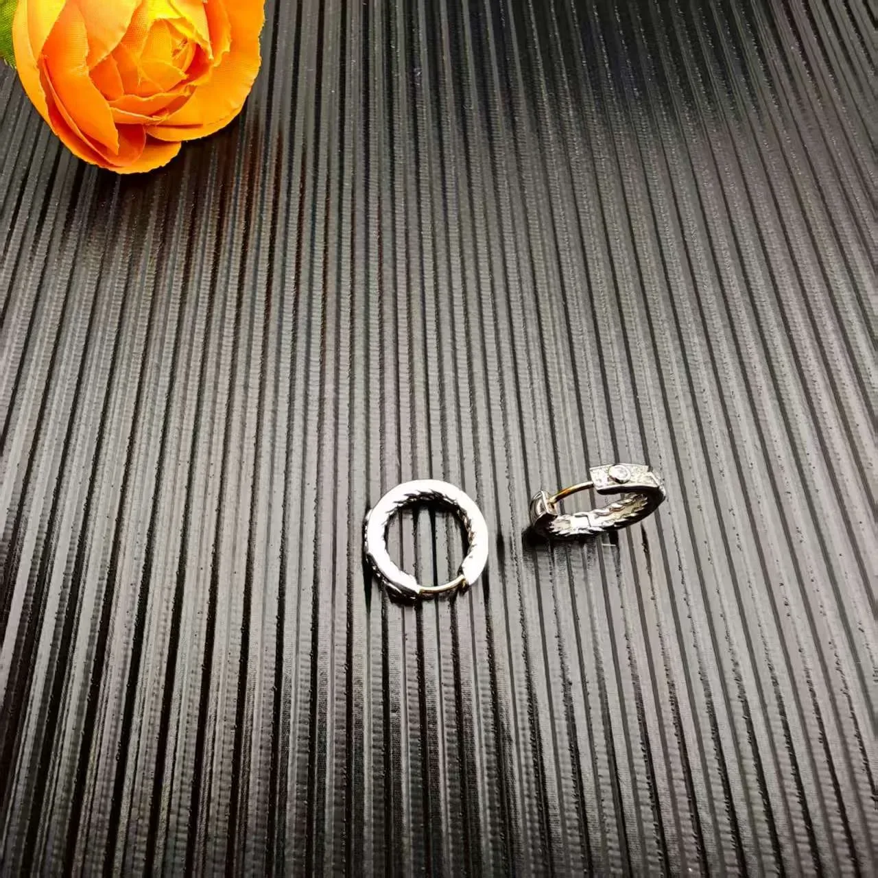 Gold and Silver Tone Pavé-Set Hinged Hoop Earrings 3