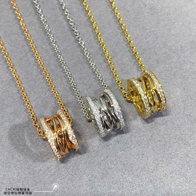 Gold Black Chain Rectangular Pavé Pendant Necklace 8