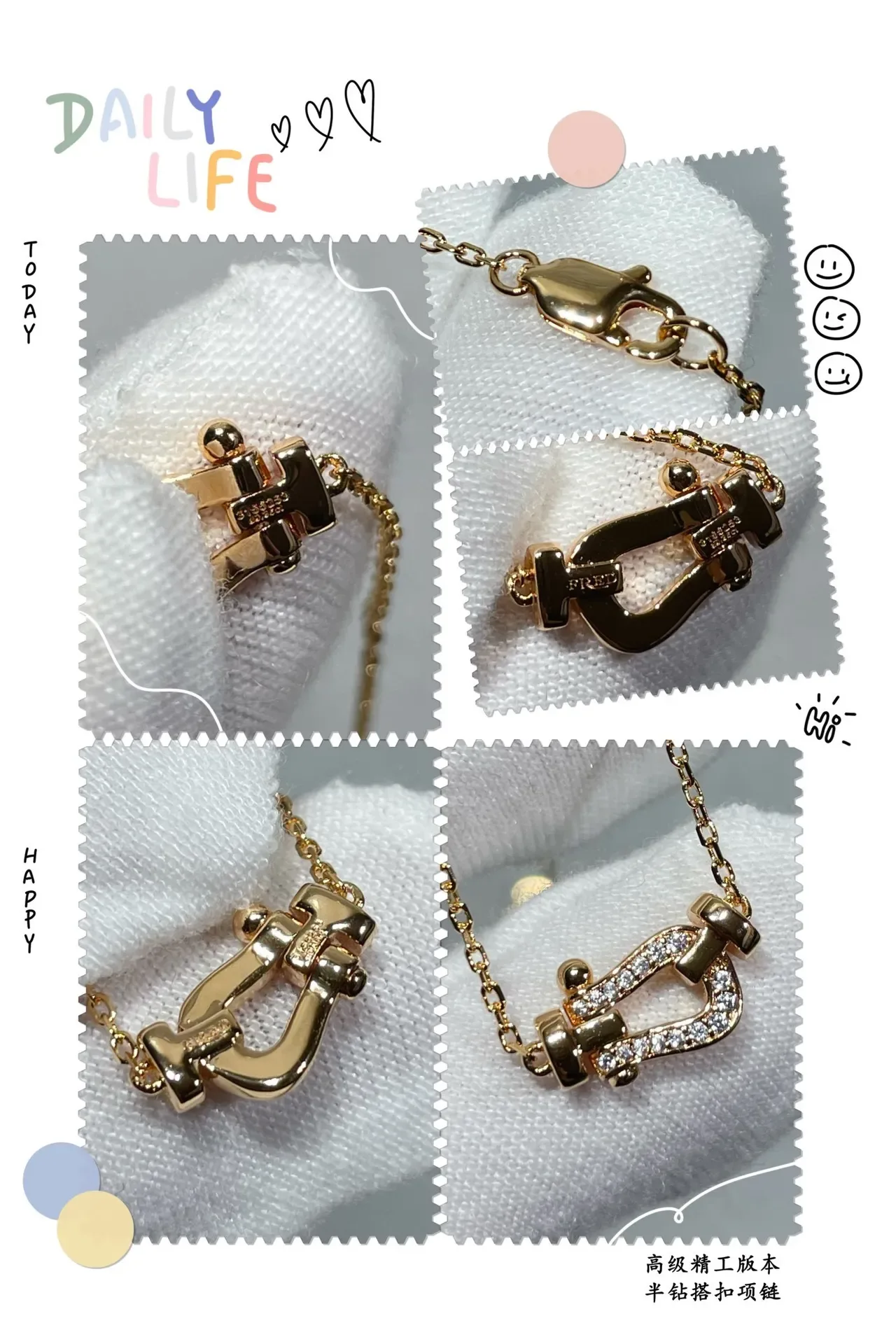 Gold Black Pavé-Set Stone Detail Jewelry 4