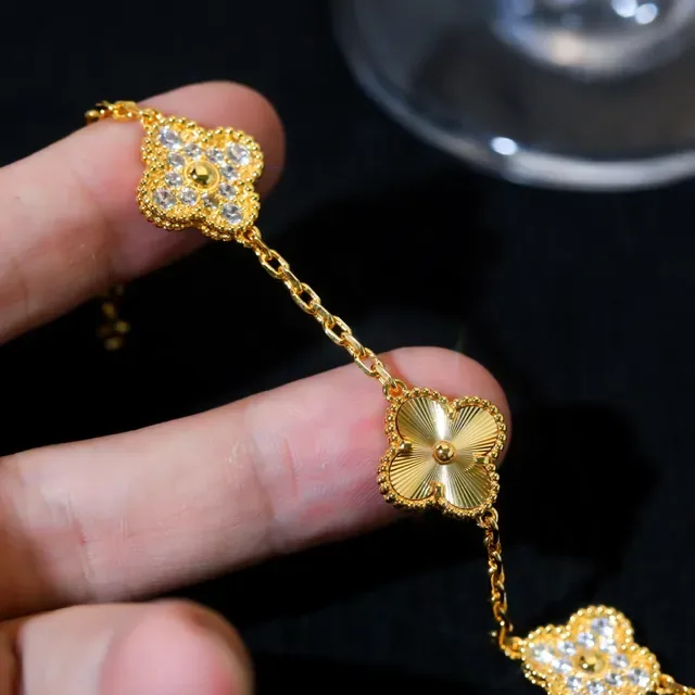 Gold Chain Four Clover Charms Bracelet 4