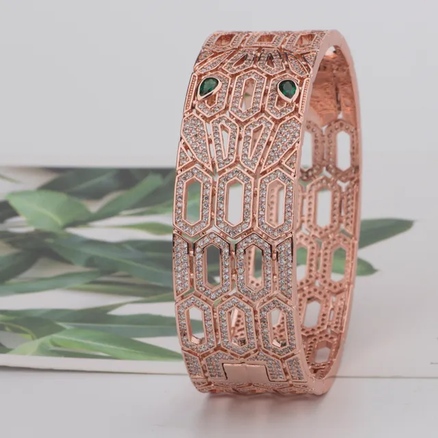 Gold Green Geometric Openwork Pavé-Set Bracelet 5