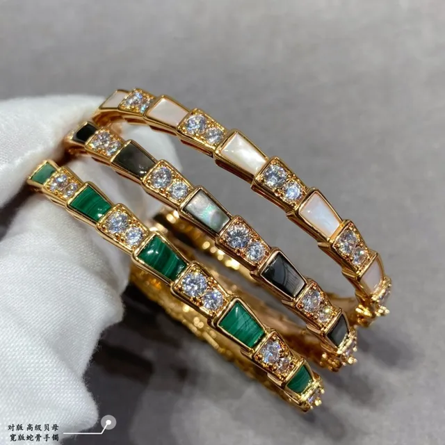 Gold Green Hinged Bangle Segmented Geometric Bracelet 3