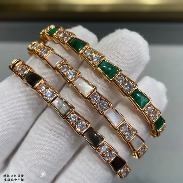 Gold Green Hinged Bangle Segmented Geometric Bracelet 9