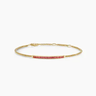 Corrente de ouro caixa vermelha Pavé-Set pulseira de barra de gemas