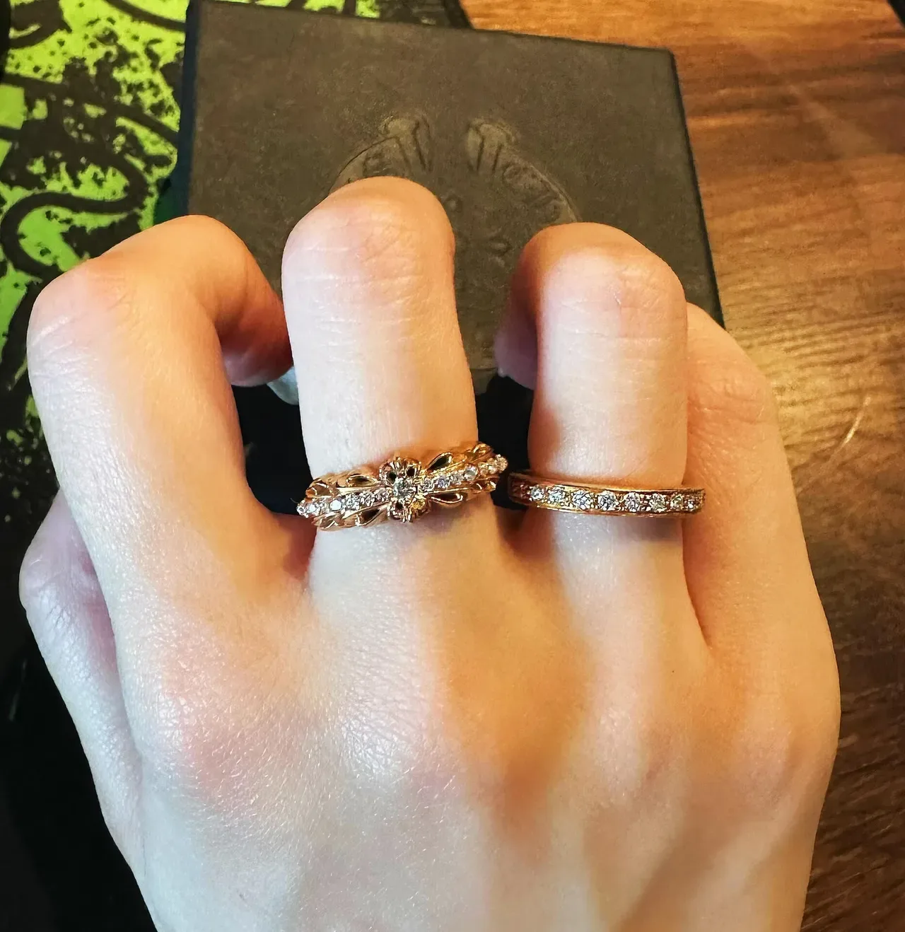 Gold Red Eternity Bands Pavé-Set Gemstones Ring 2