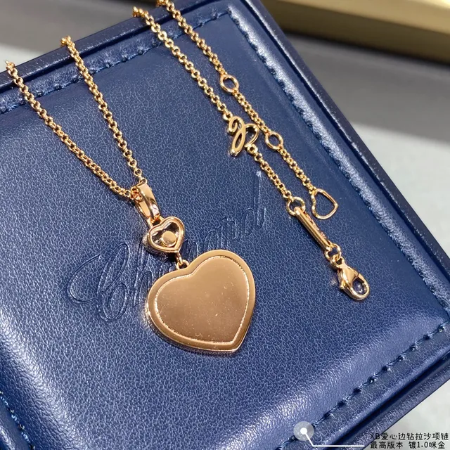 Gold Red Heart-Shaped Locket Pendant Pavé Diamond Border Necklace 3