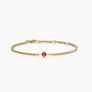 Pulsera de cadena de cuerda roja con una única piedra preciosa de oro