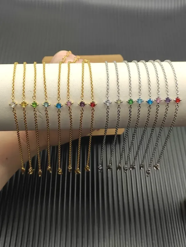 Gold Red Rope Chain Single Gemstone Bracelet 2