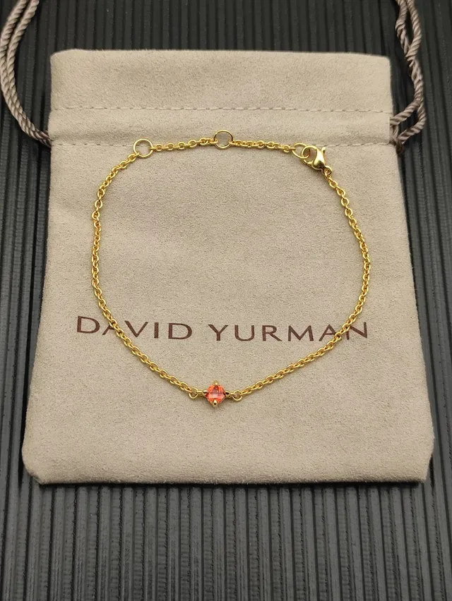 Gold Red Rope Chain Single Gemstone Bracelet 9
