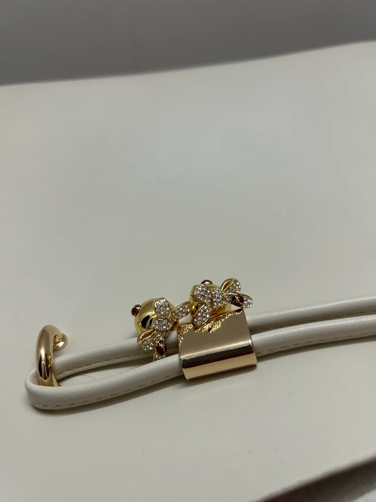 Gold Red Spherical Studs Crystal-Encrusted Bows Earrings 5