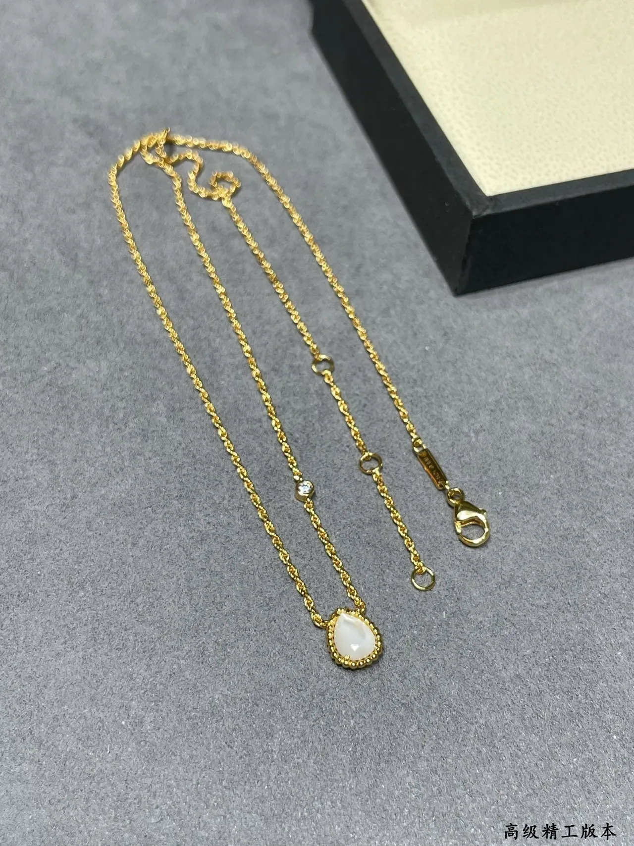 Gold Rope Chain Teardrop Malachite Bezel Pendant Necklace 6