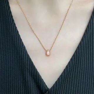 金色绳链泪滴吊坠项链