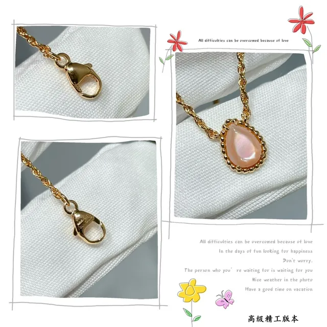 Gold Rope Chain Teardrop Pendant Necklace 2