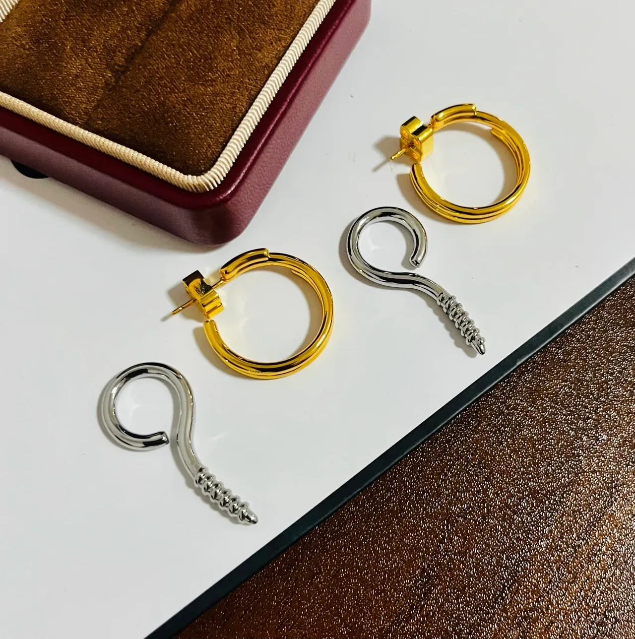 Gold Silver Dual-Tone Metal Asymmetrical Sculpted Dangle Jewelry 3
