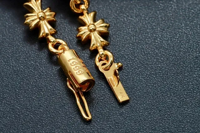 Gold Silver Floral Motif Links Bracelet 6
