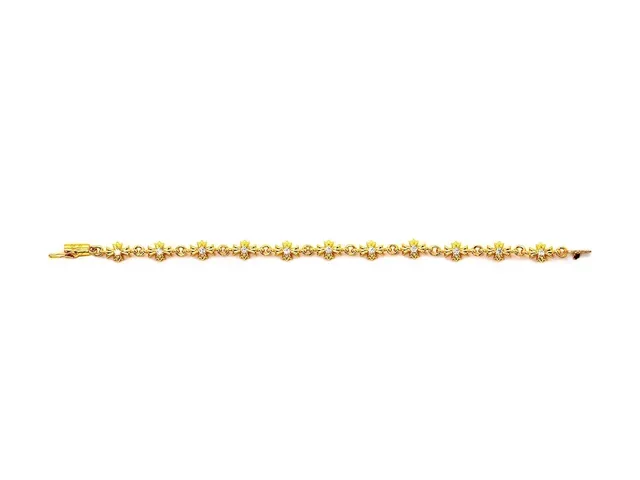 Gold Silver Floral Motif Links Bracelet 9