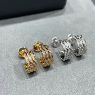 Gold Silver Geometric Pavé Hinged Hoop Earrings