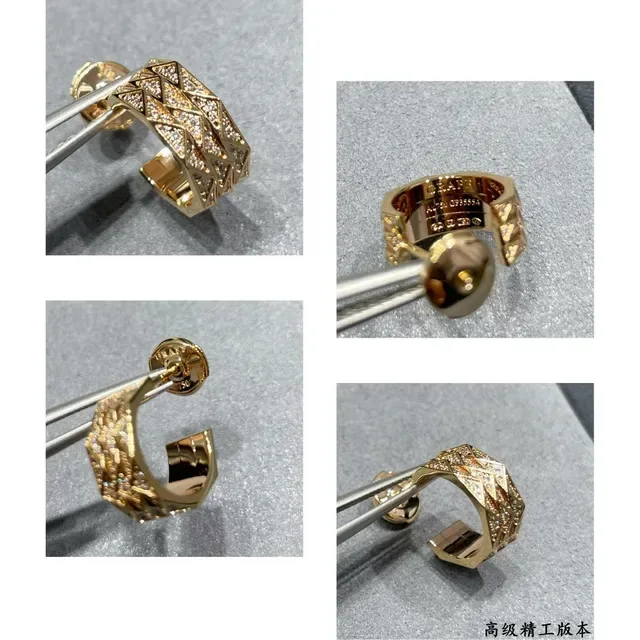 Gold Silver Geometric Pavé Hinged Hoop Earrings 5