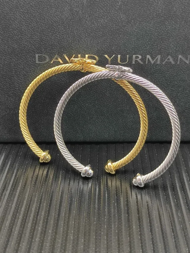 Gold Silver Twisted Rope Band Pavé-Set Starburst Charm Bracelet 4