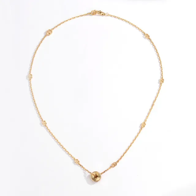 Gold Star-Cutout Sunburst Disc Pendant Necklace 7