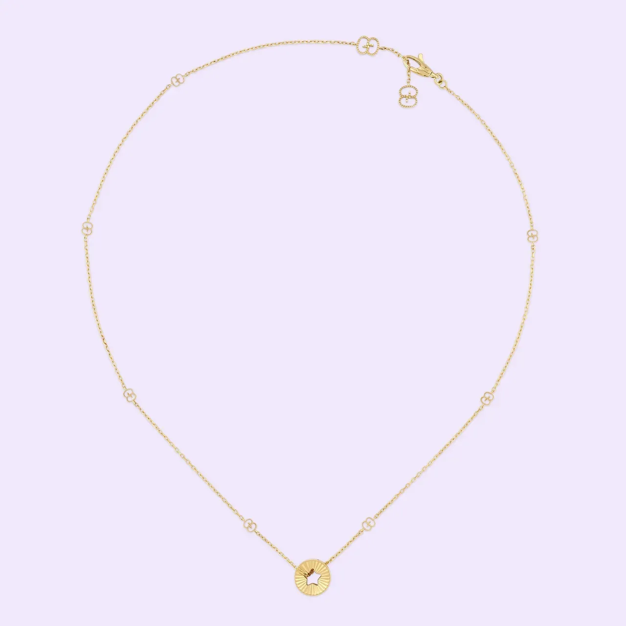 Gold Star-Cutout Sunburst Disc Pendant Necklace 8
