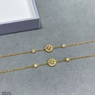 Gold-Tone Compass Rose Enamel and Crystal Chain Bracelets