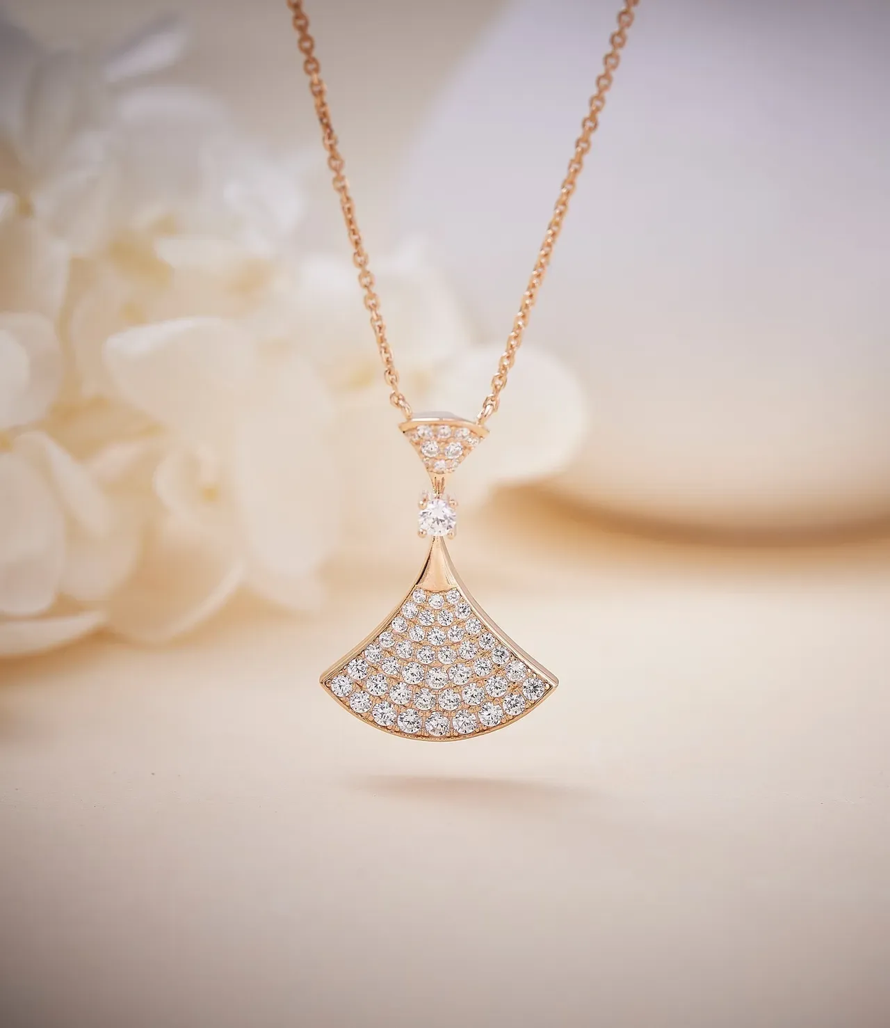 Gold-Tone Fan-Shaped Pavé Crystal Pendant Necklace 6