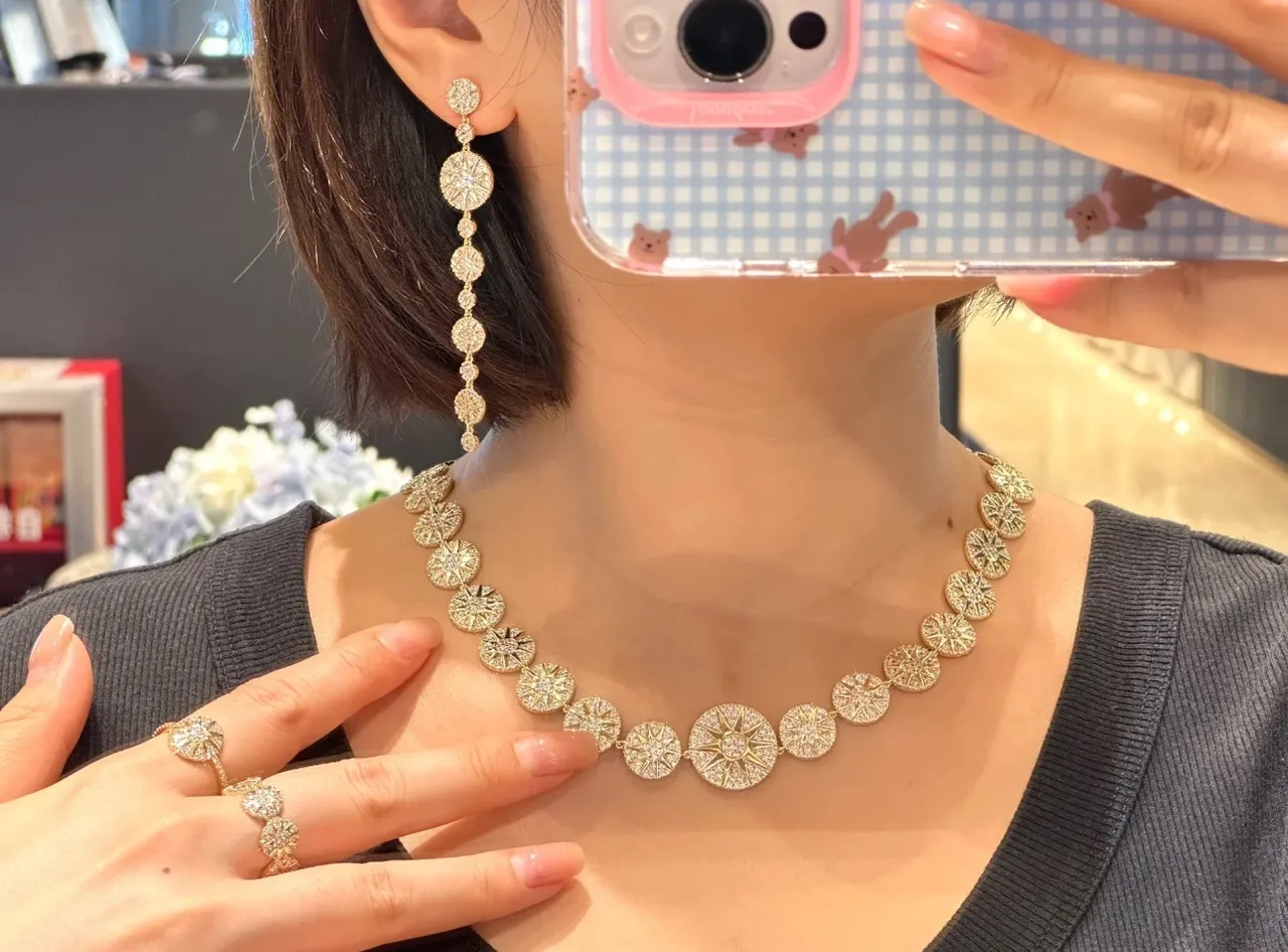 Gold-Tone Floral Chandelier Drop Earrings 2