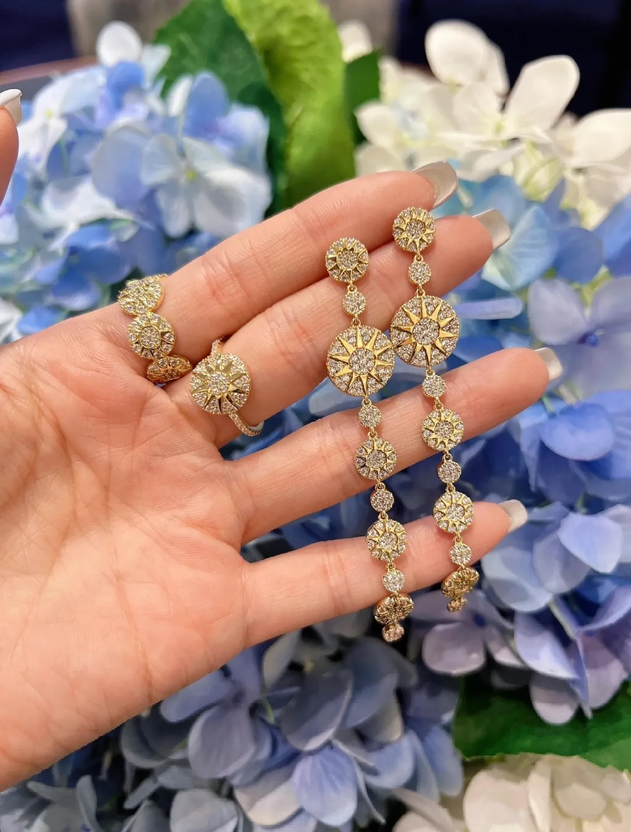Gold-Tone Floral Chandelier Drop Earrings 5