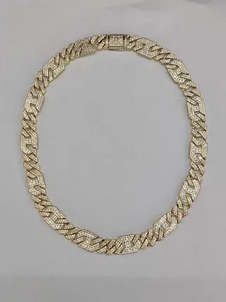 Gold-Tone Fully Pave-Set Chunky Curb Link Necklace 2