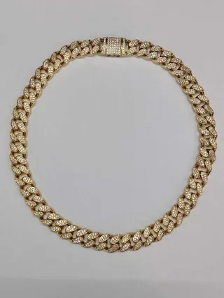 Gold-Tone Fully Pave-Set Chunky Curb Link Necklace 3