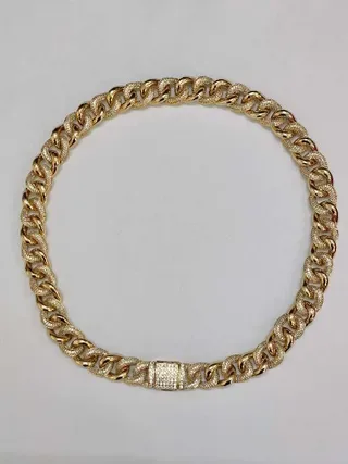 Gold-Tone Fully Pave-Set Chunky Curb Link Necklace 4