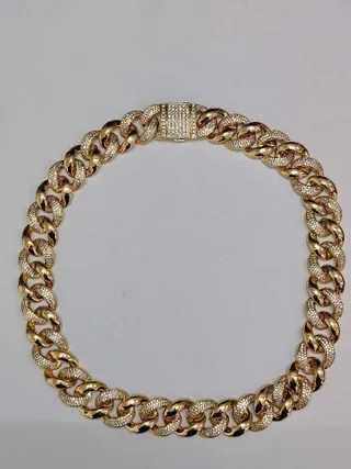 Gold-Tone Fully Pave-Set Chunky Curb Link Necklace 6