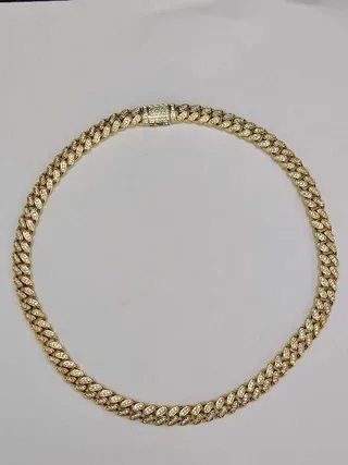 Gold-Tone Fully Pave-Set Chunky Curb Link Necklace 11