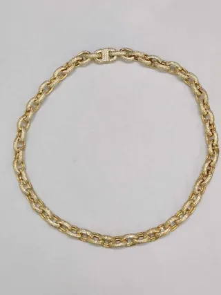 Gold-Tone Fully Pave-Set Chunky Curb Link Necklace 12