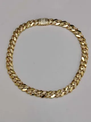 Gold-Tone Fully Pave-Set Chunky Curb Link Necklace 16
