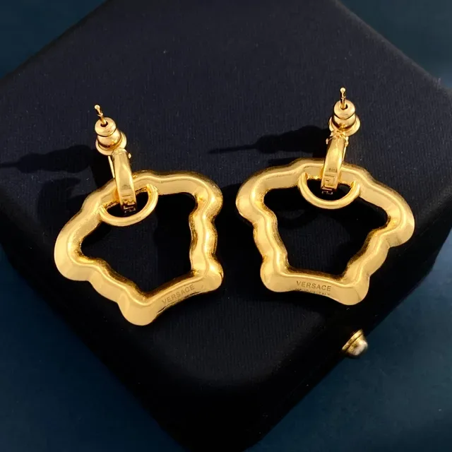 Gold-Tone Greek Key Motif Pave-Stone Toggle Earrings 4