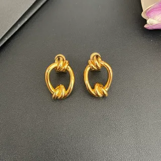 Gold-Tone Knotted Loop Sculptural Earrings