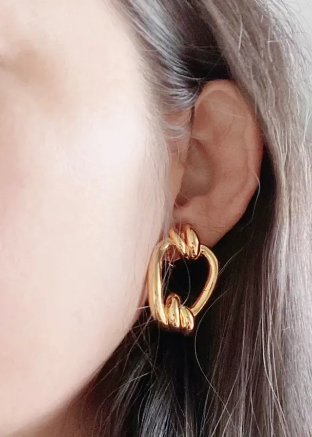 Gold-Tone Knotted Loop Sculptural Earrings 2