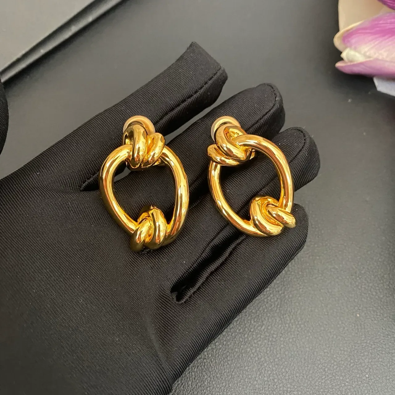 Gold-Tone Knotted Loop Sculptural Earrings 5