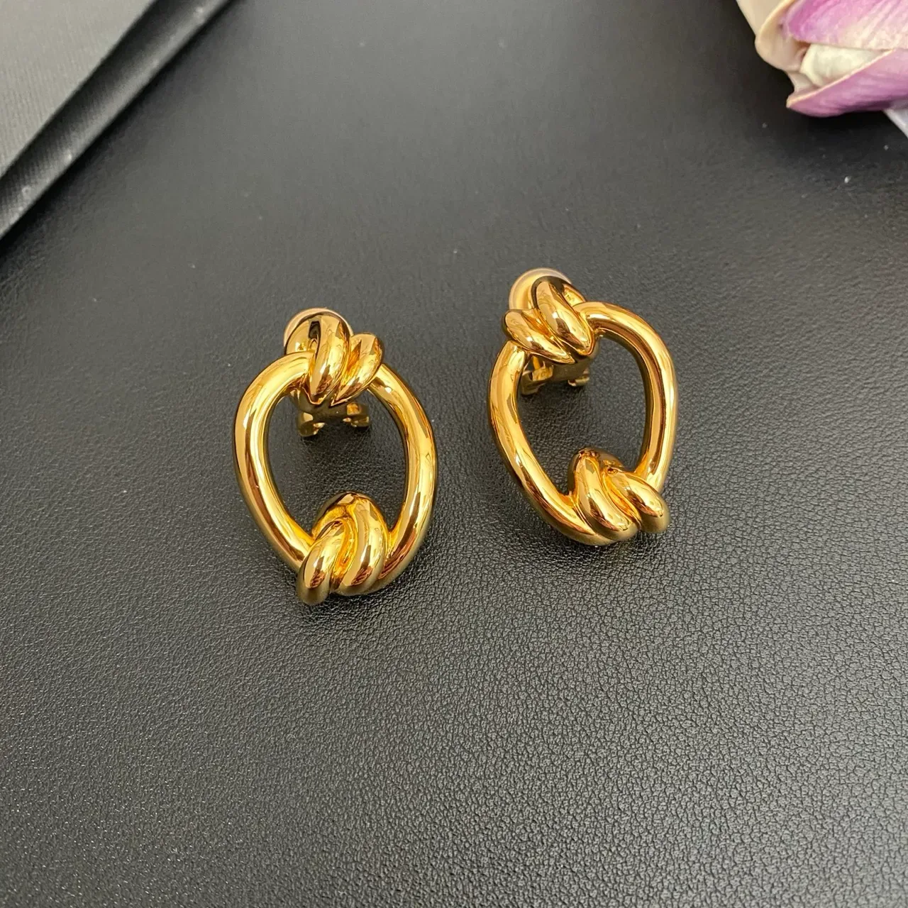 Gold-Tone Knotted Loop Sculptural Earrings 6