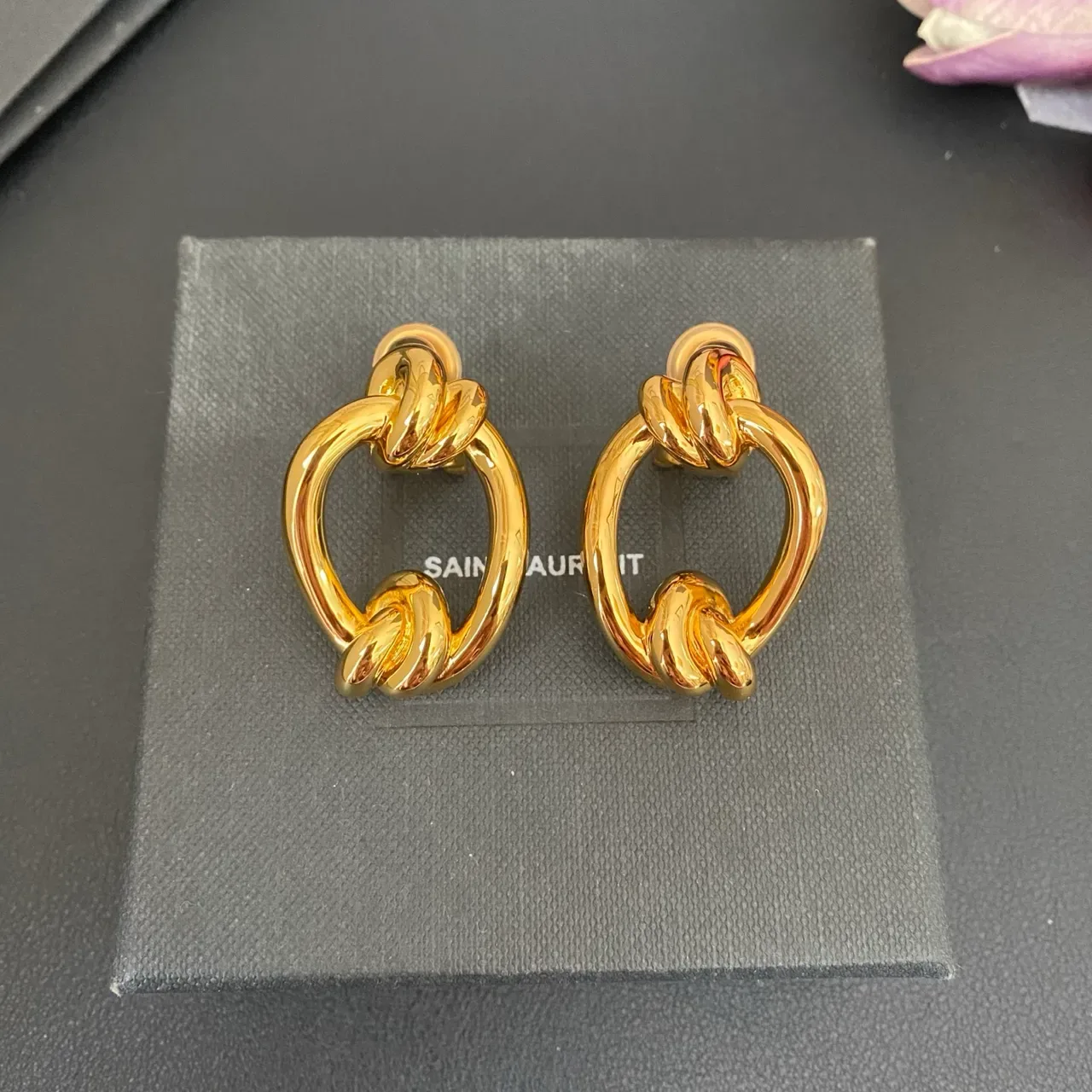 Gold-Tone Knotted Loop Sculptural Earrings 7