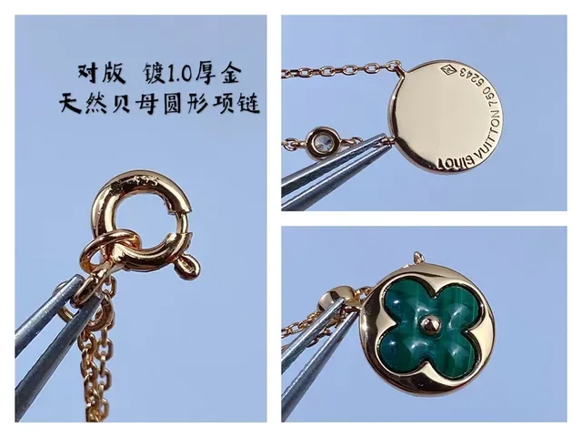 Collier avec pendentif fleur en nacre dorée 4