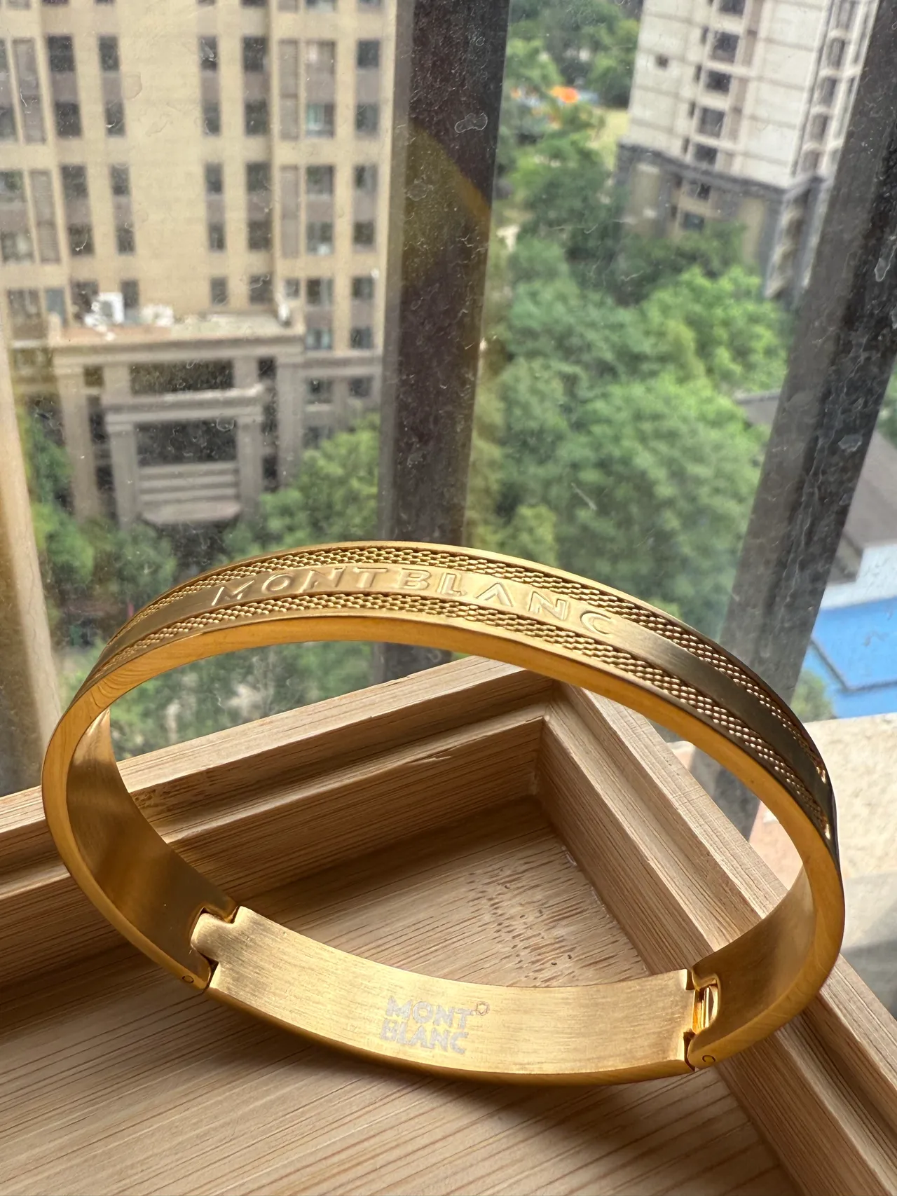 Gold-Tone Pavé Crystal Hinged Bangle Bracelet 2