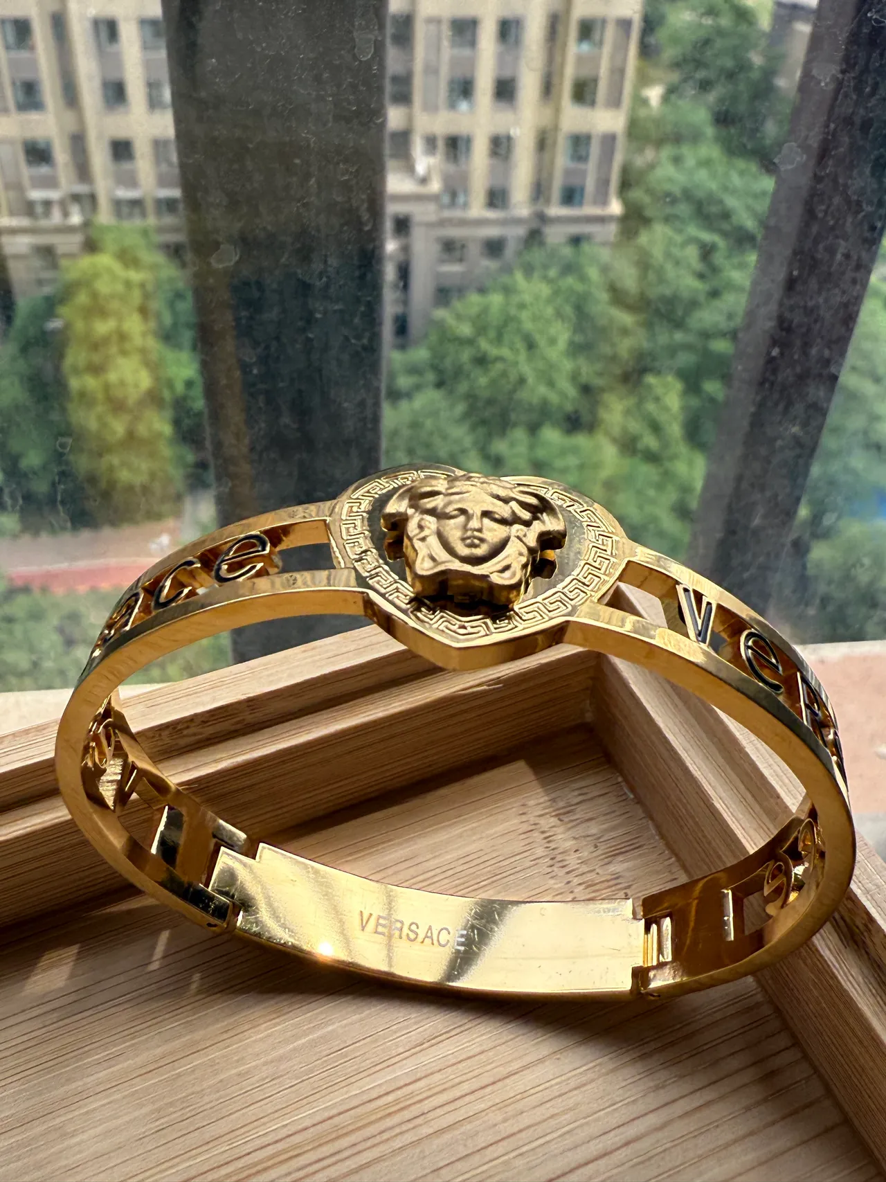 Gold-Tone Pavé Crystal Hinged Bangle Bracelet 3